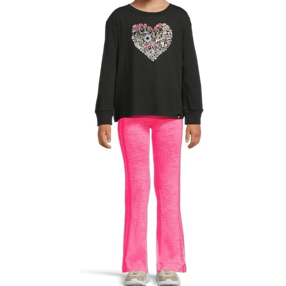 NEW Adidas Graphic Tee and Flare Pants Set sz 3T Activewear Matching Set